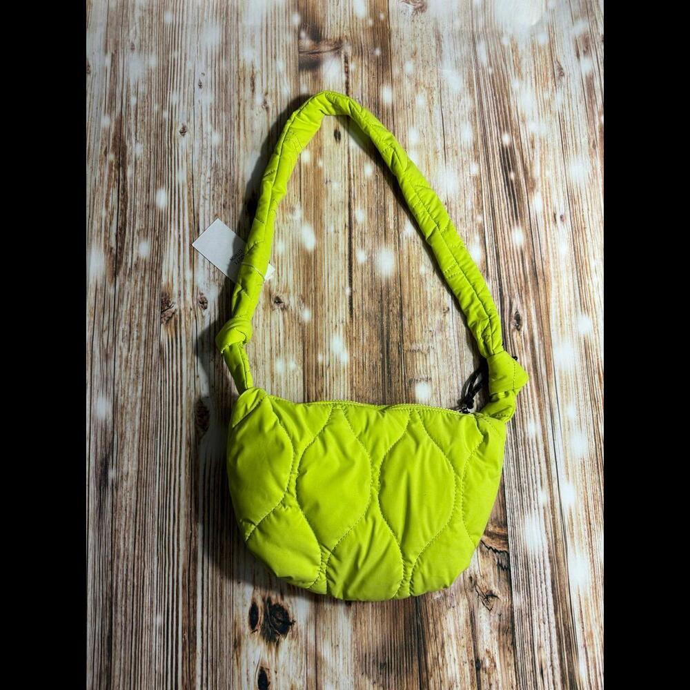 Street Level Crossbody Puffer Bag in Neon Green/Yellow NWT